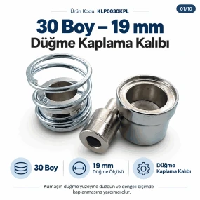 30 Boy 19 mm Kumaş Kaplama Düğme Aparatı KLP0030KPL