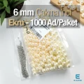 Çakma İnci 6 mm Krem Renk ( 1000 ad / Paket)  INC0006CRM