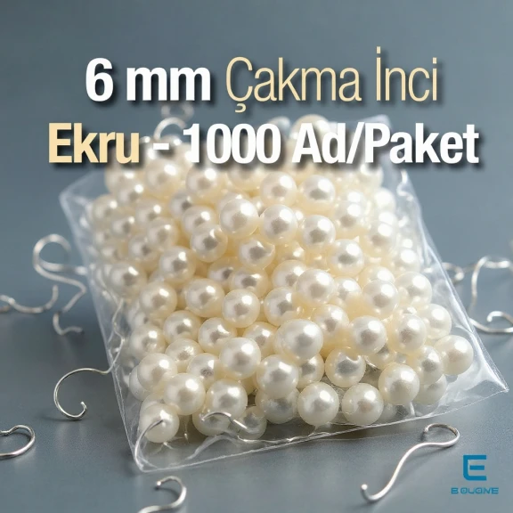 Çakma İnci 6 mm Krem Renk ( 1000 ad / Paket)  INC0006CRM