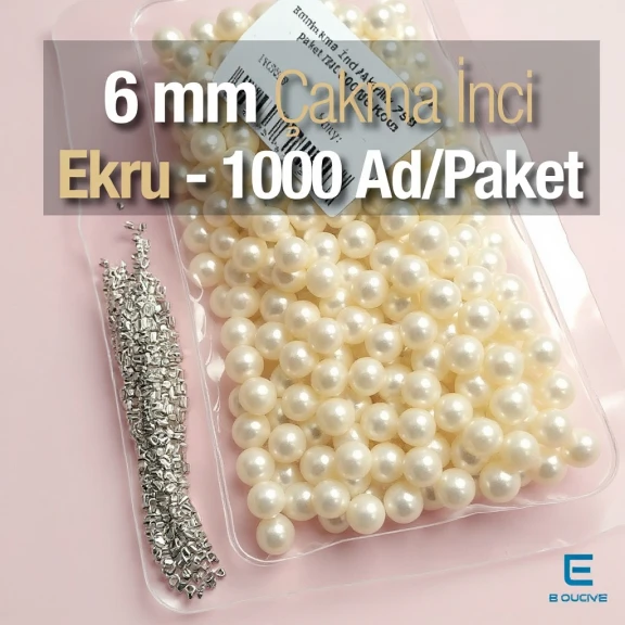 Çakma İnci 6 mm Krem Renk ( 1000 ad / Paket)  INC0006CRM