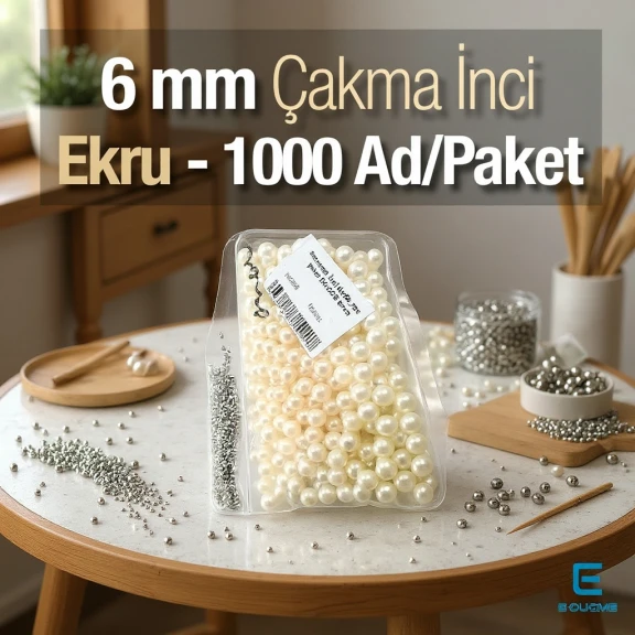 Çakma İnci 6 mm Krem Renk ( 1000 ad / Paket)  INC0006CRM