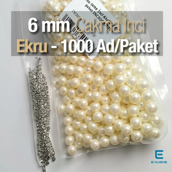 Çakma İnci 6 mm Krem Renk ( 1000 ad / Paket)  INC0006CRM