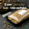 Çakma İnci 6 mm Gold Renk ( 1000 ad / Paket)  INC0006GLD