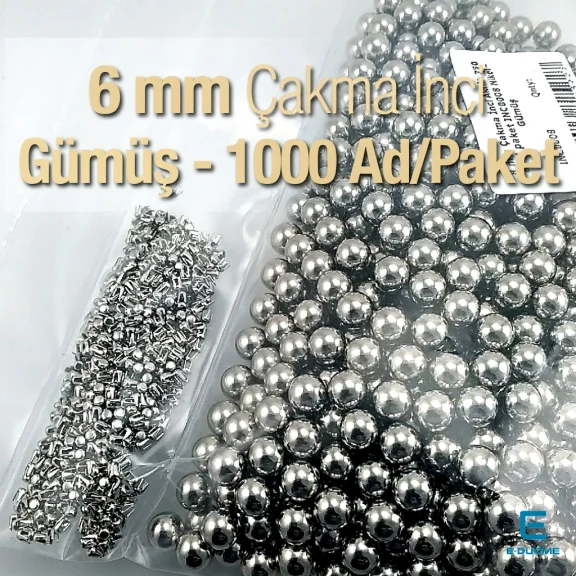 Imitation Pearls, 6 mm, Nickel Color (1000 pieces/pack) IINC0006SLN