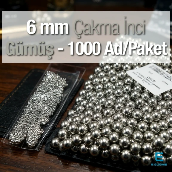 Imitation Pearls, 6 mm, Nickel Color (1000 pieces/pack) IINC0006SLN