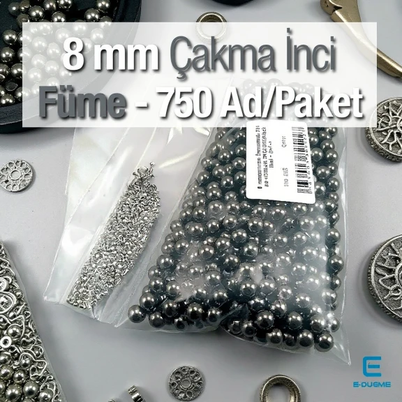 Çakma İnci 8 mm Black Nikel Renk ( 750 ad / Paket) INC0008BN
