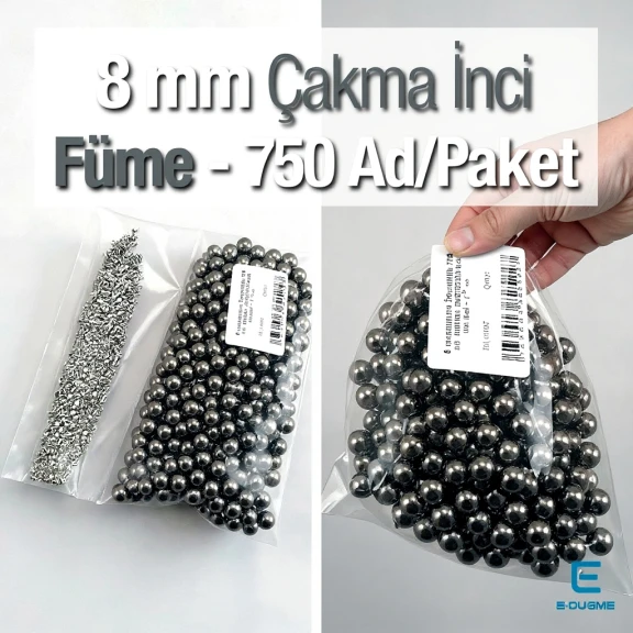 Çakma İnci 8 mm Black Nikel Renk ( 750 ad / Paket) INC0008BN