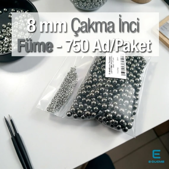 Çakma İnci 8 mm Black Nikel Renk ( 750 ad / Paket) INC0008BN