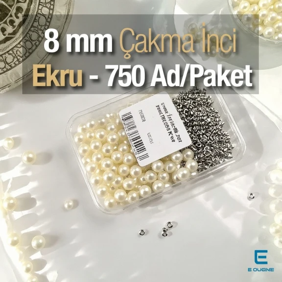 Çakma İnci 8 mm Krem Renk ( 750 ad / Paket) INC0008CRM
