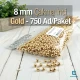 Çakma İnci 8 mm Gold Renk ( 750 ad / Paket)  INC0008GLD