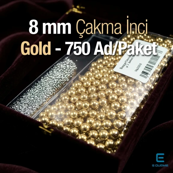 Çakma İnci 8 mm Gold Renk ( 750 ad / Paket)  INC0008GLD