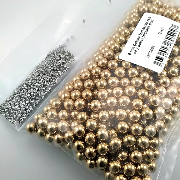 Çakma İnci 8 mm Gold Renk ( 750 ad / Paket)  INC0008GLD