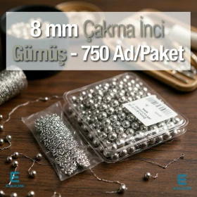 Çakma İnci 8 mm Nikel Renk ( 750 ad / Paket) INC0008SLN