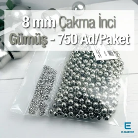 Çakma İnci 8 mm Nikel Renk ( 750 ad / Paket)  INC0008SLN
