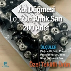 Kot Düğmesi 15 mm Oynar Çanaklı Koyu Antik Sarı 200 Adet/Paket KD001502PROMO