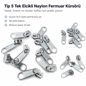 Tip 5 Tek Elcikli Naylon Fermuar Kürsörü Yastık ve Kırlent Kılıfları İçin EKRSTT5