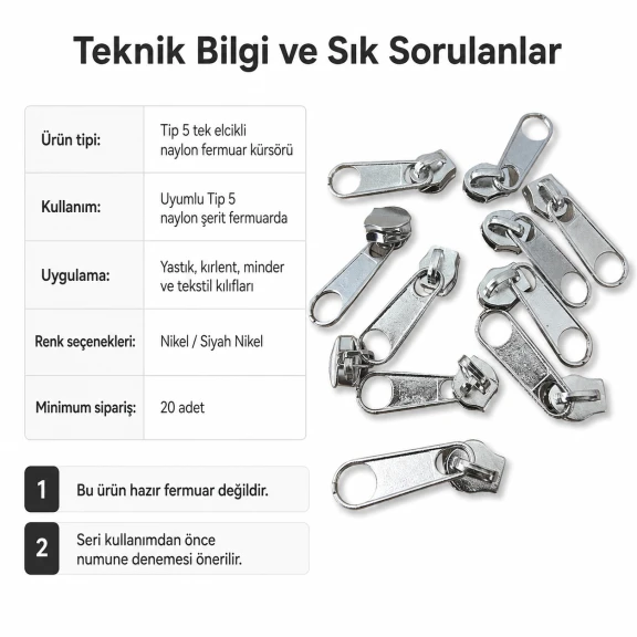 Tip 5 Tek Elcikli Naylon Fermuar Kürsörü Yastık ve Kırlent Kılıfları için EKRSTT5
