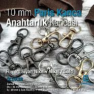 10 mm Paris Kanca Yaylı Döner Kancalar - Anahtarlık Kancası - Papağan Kanca A 509