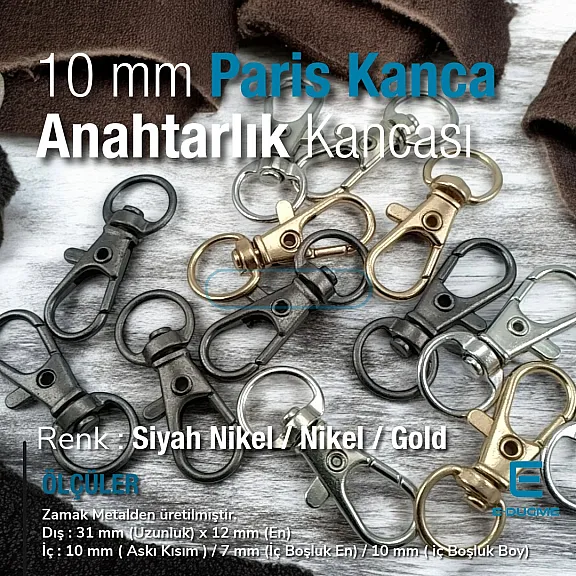 9 mm Paris Hook Spring Swivel Hooks - Keychain Hook - Parrot Hook A 510