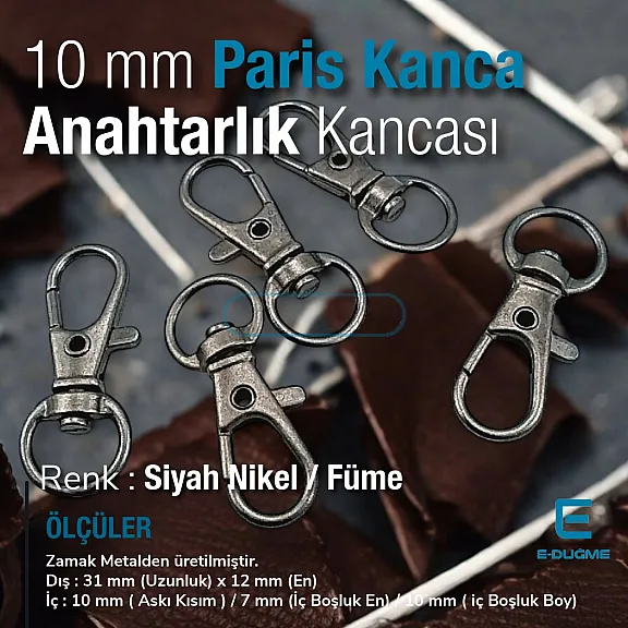 9 mm Paris Hook Spring Swivel Hooks - Keychain Hook - Parrot Hook A 510