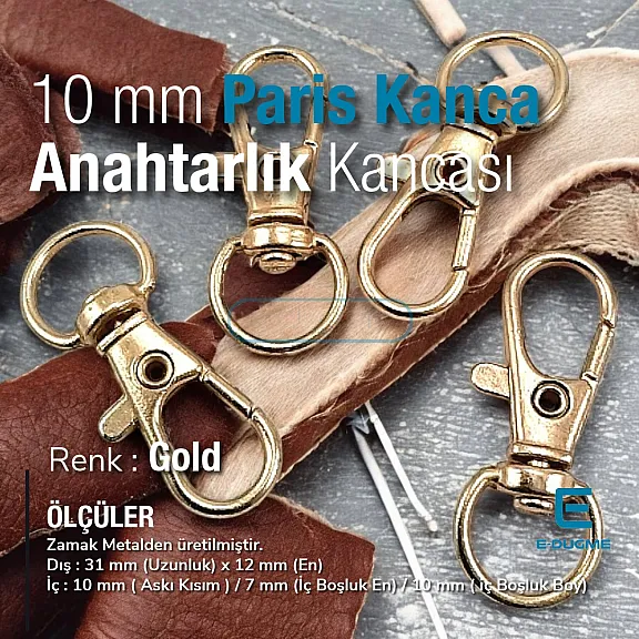 9 mm Paris Hook Spring Swivel Hooks - Keychain Hook - Parrot Hook A 510