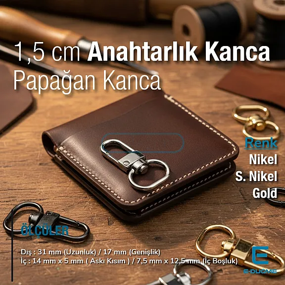 1,5 cm -0.6" Keychain Hook Black Nickel Color Parrot Hook 50 Pieces / Pack A 546 PROMO1