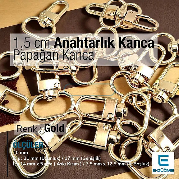 1,5 cm Kilit Kanca - Papağan Kanca - Yaylı Döner Kanca A 546
