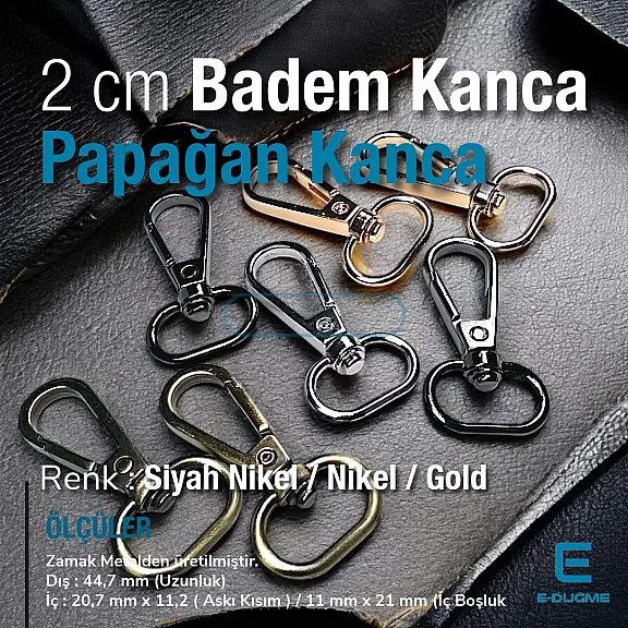 20 mm Badem Kanca - Papağan Kanca A 548