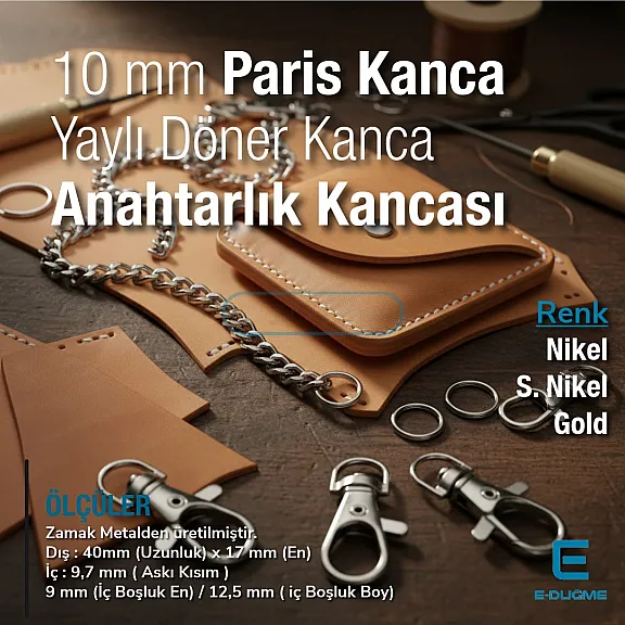 10 mm Paris Hook Spring Swivel Hooks - Keychain Hook - Parrot Hook A 578