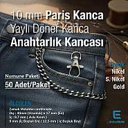 Anahtarlık Kancası - 10 mm Paris Kanca Yaylı Döner Kancalar - Papağan Kanca (50 Adet / Paket) A 578PROMO