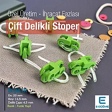 İki Delikli Metal Stoper 4,5 mm Delik Çaplı Fıstık Yeşili Estetik Model - Zamak Stoper CGT0001PROMO