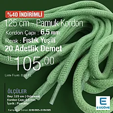 Braided Cord 130 cm - 1,42 yd Cotton Pistachio Green PROMO PROMOYKRD00PFGreen