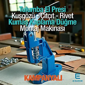 Tulumba El Presi Kuşgözü Çıtçıt Kumaş Kaplama Düğme Uygulama Makinası M0099
