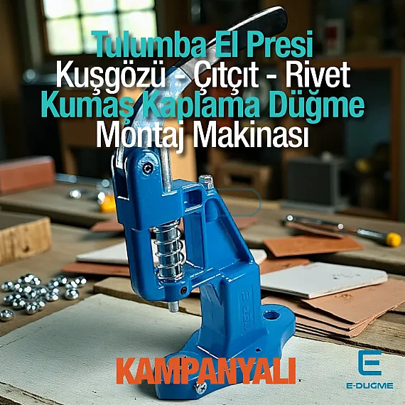 Tulumba El Presi Kuşgözü Çıtçıt Kumaş Kaplama Düğme Uygulama Makinası M0099