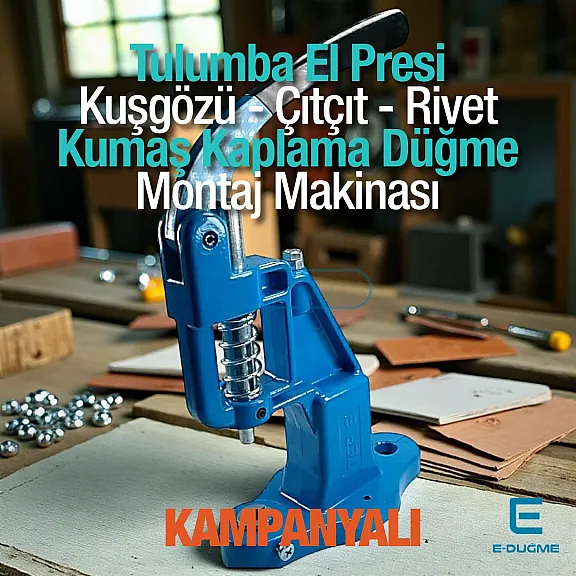 Tulumba El Presi Kuşgözü Çıtçıt Kumaş Kaplama Düğme Uygulama Makinası M0099