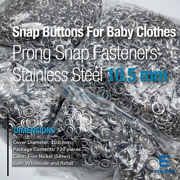 10.5mm Prong Snap Fastener Buttons 17L / 13/32"Baby Snap Fastener C0015