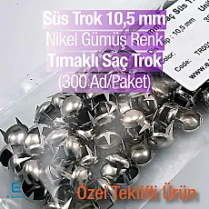Süs Trok 10. 50 mm Nikel Gümüş Renk Tırnaklı Saç Trok (300 Ad/Paket) TR0010PK