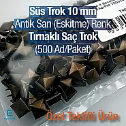 Prong Stud 10 mm Four Legged Pyramid Patterned Antique Yellow Metal Trok (500 pcs / Package) TR0014PKA