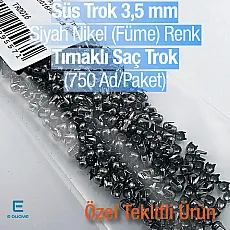Süs Trok 3,5 mm Siyah Nikel Renk Tırnaklı Saç Trok (750 Ad/Paket) TR0016PKB