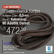 Yuvarlak Kordon 125 cm Pamuk Kahve Promosyonlu Satış PROMOYKRD00Brown