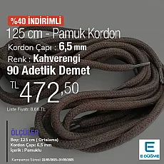 Braided Cord 130 cm - 1,42 yd Cotton Brown PROMO PROMOYKRD00Brown