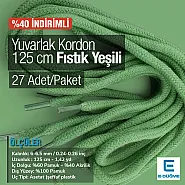 Yuvarlak Kordon 125 cm Pamuk Fıstık Yeşili 27 Adet Promosyonlu Satış PROMOYKRD00PFGreen