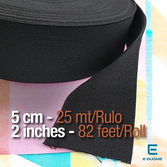 Dokuma Lastik 5 cm - 25 mt/Rulo DOKL00050