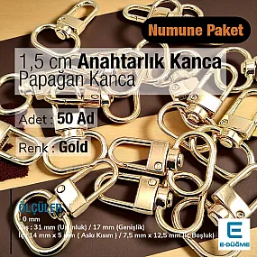 1,5 cm Anahtarlık Kanca Gold  Renk Papağan Kanca 50 Adet /Paket A 546 PROMO
