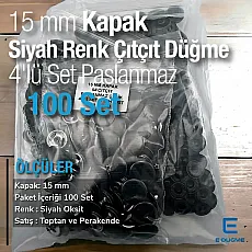 15 mm - 0,59" Snap Fasteners Stainless Black Color 100 pcs/Pack C00016PPKSYH