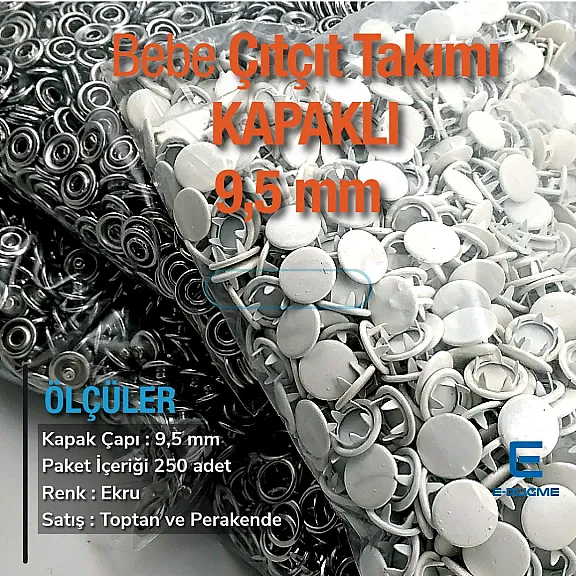 Baby Snap Fastener with Cover 9.5mm - 3/8" Ecru Painted Stainless 250 Pieces/Pack C0014PromoPEcru