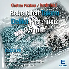 Bebe Çıtçıtı 9,5 mm Bebe Mavisi Paslanmaz Delikli Klikıt Çıtçıt 250 Adet/Pk C0095DPBBlue