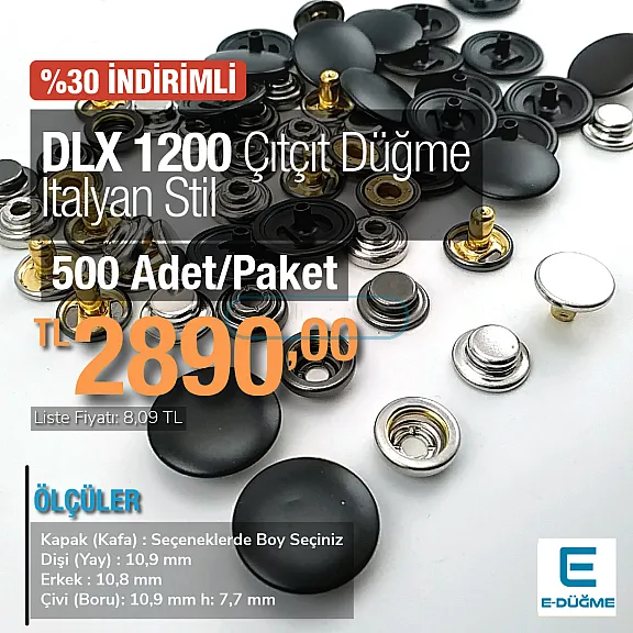 15 mm Cap Italian Style Domed Coat Snap Button - Snap Deluxe Series 1200 (500 Pieces / Pack) DLX001200PROMO