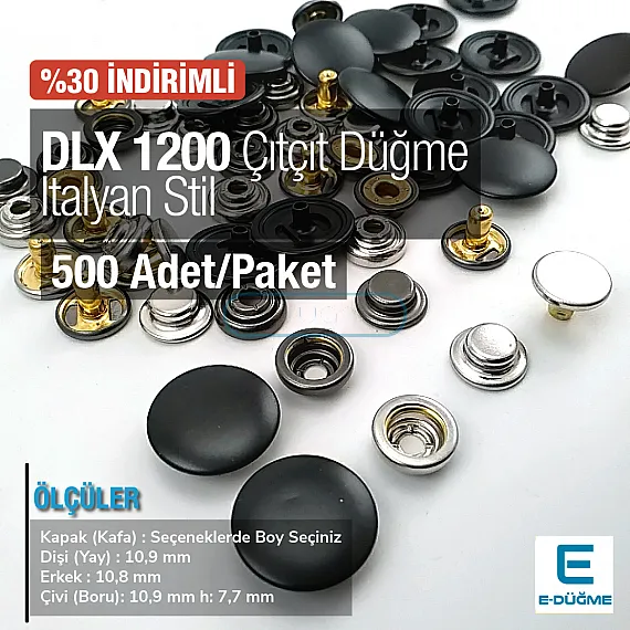 15 mm Cap Italian Style Domed Coat Snap Button - Snap Deluxe Series 1200 (500 Pieces / Pack) DLX001200PROMO