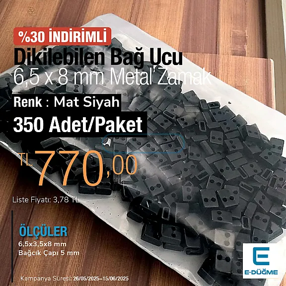 Sewable Tie End Promotion Package 6.5 x 8 mm Entry 5 mm - 0,20" 350 Pieces/Pack E 2004 PROMO